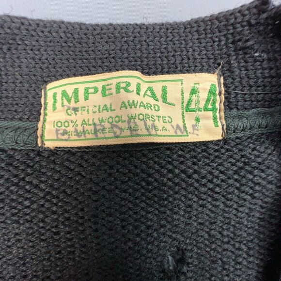 Vtg Wool 50s Revere Yellow K Varsity Cardigan Sweater Men Large Letterman Black - Picture 11 of 11